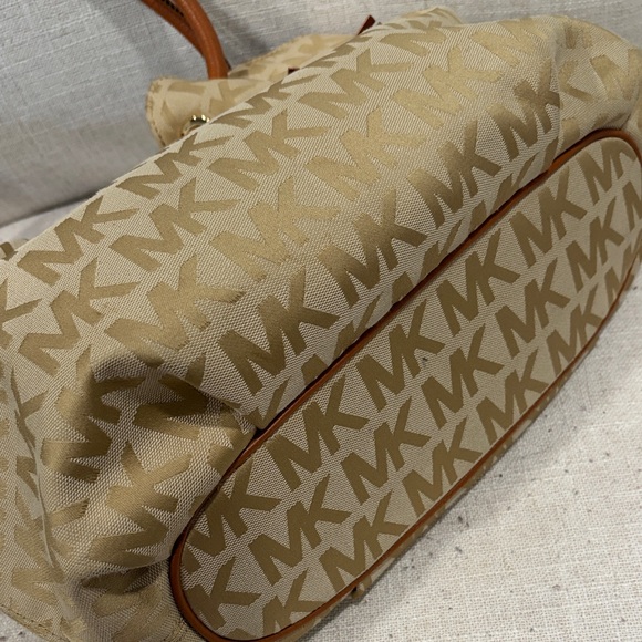 Michael Kors Beige and Brown Monogram Shoulder Bag - Picture 7 of 7